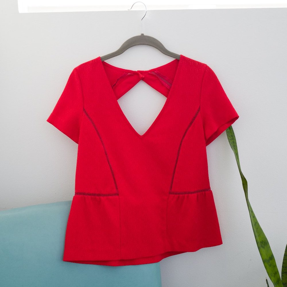 Sezane Coral Top with Cutout